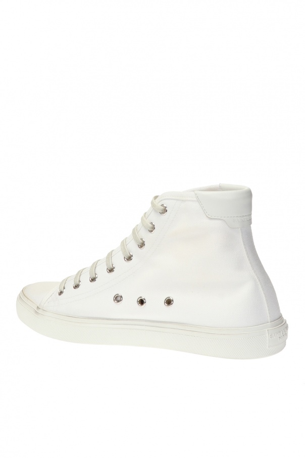 関税込み[Saint Laurent] MALIBU キャンバススニーカー Saint Laurent Malibu Sneakers in Optic White | FWRD